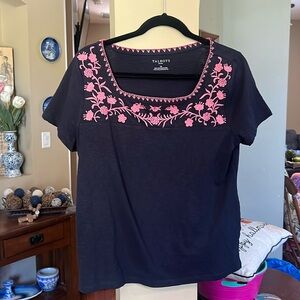 NWT TALBOTS cotton embroidered t shirt